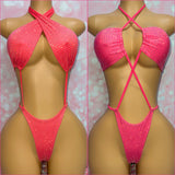 Multi Way Rhinestone Bodysuit Pink
