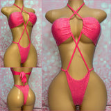 Multi Way Rhinestone Bodysuit Pink