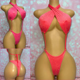 Multi Way Rhinestone Bodysuit Pink