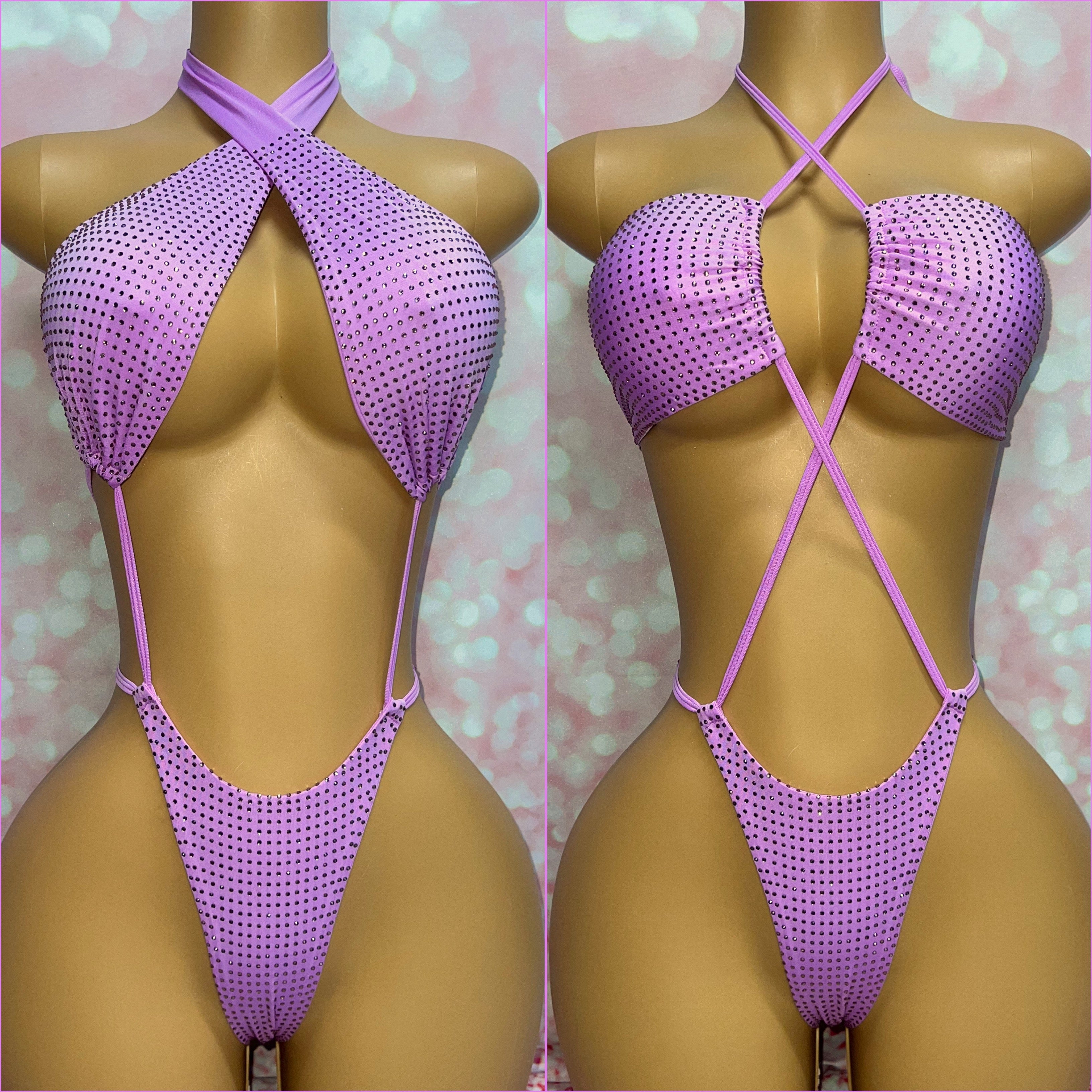 Multi Way Rhinestone Bodysuit Lilac