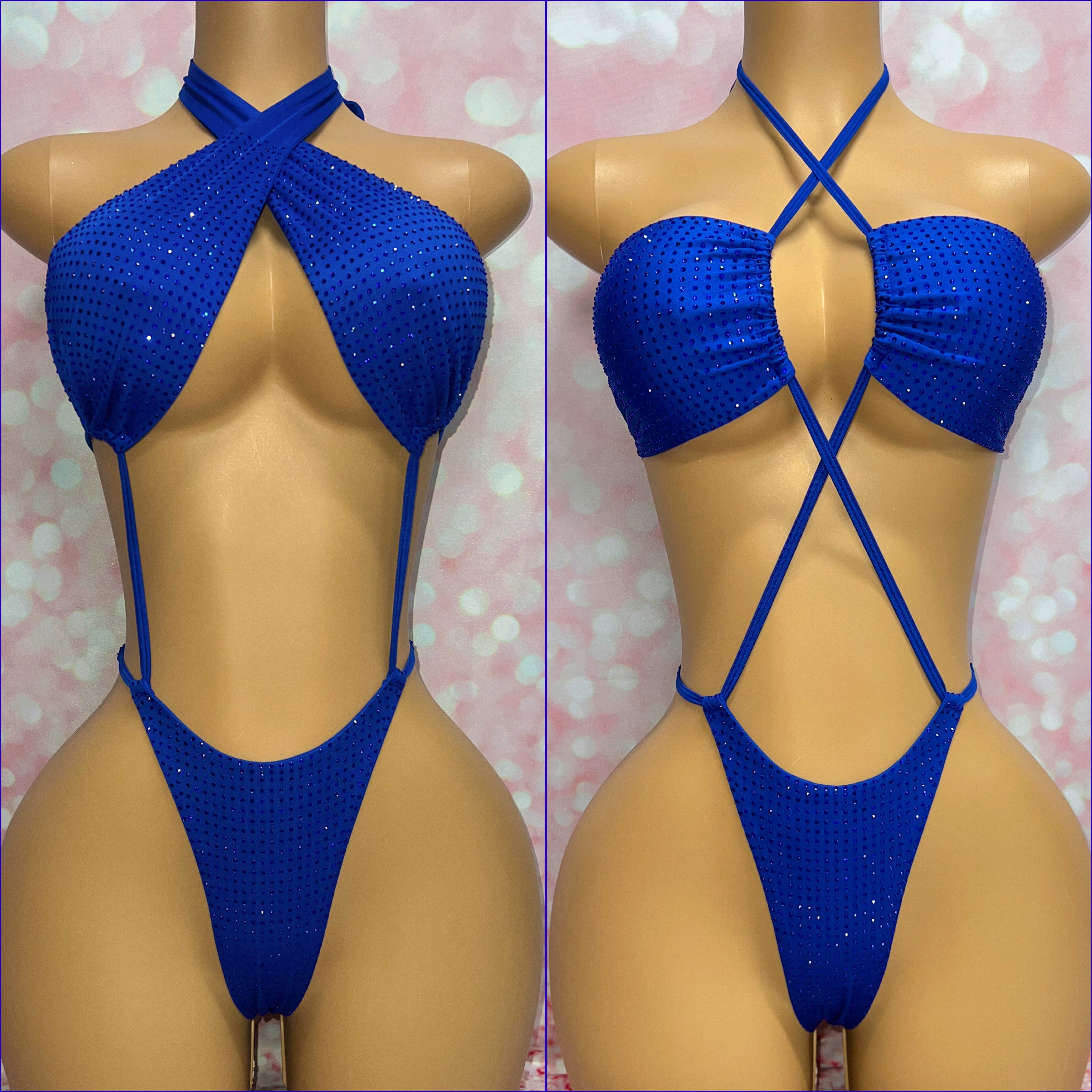 Multi Way Rhinestone Bodysuit Royal