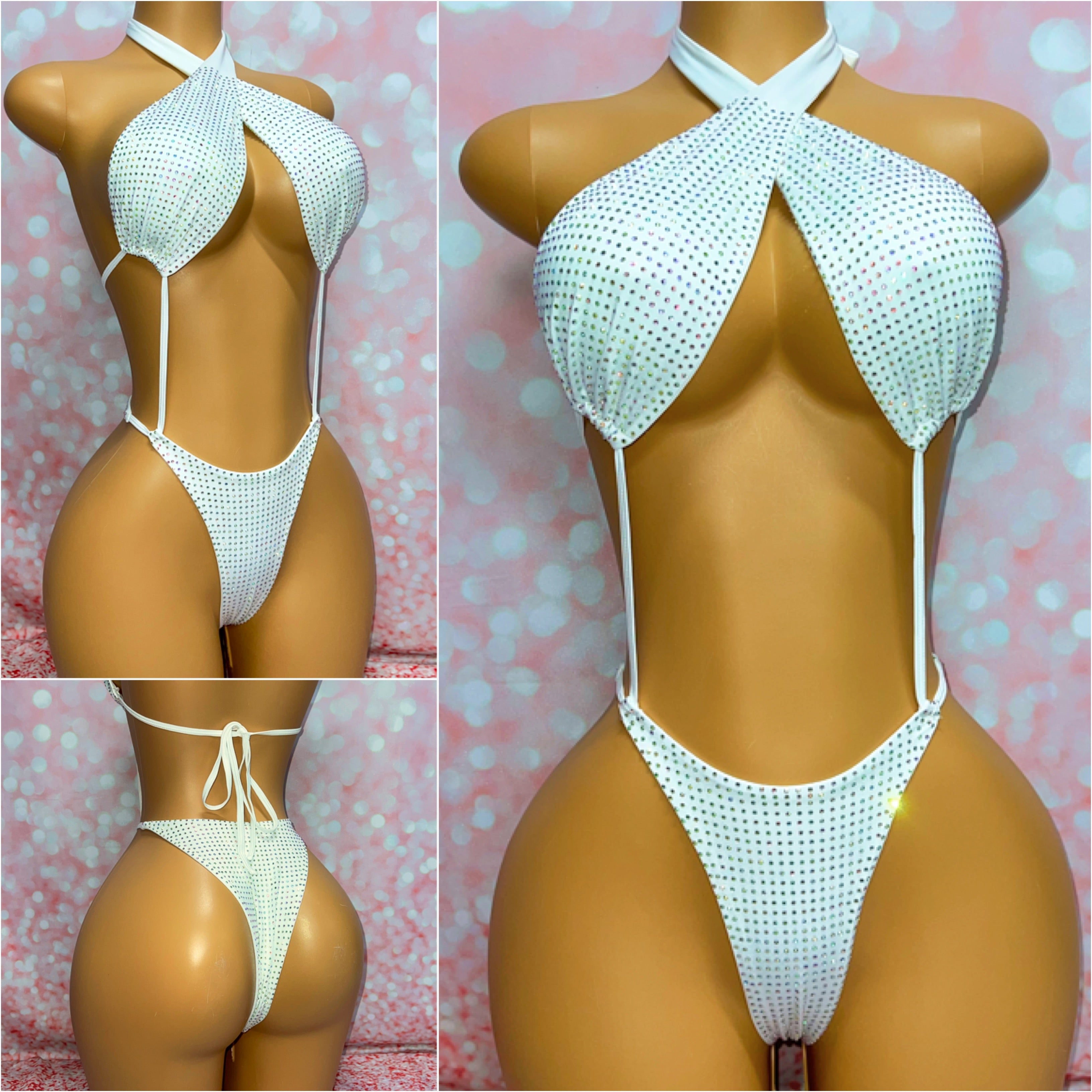 Multi Way Rhinestone Bodysuit White