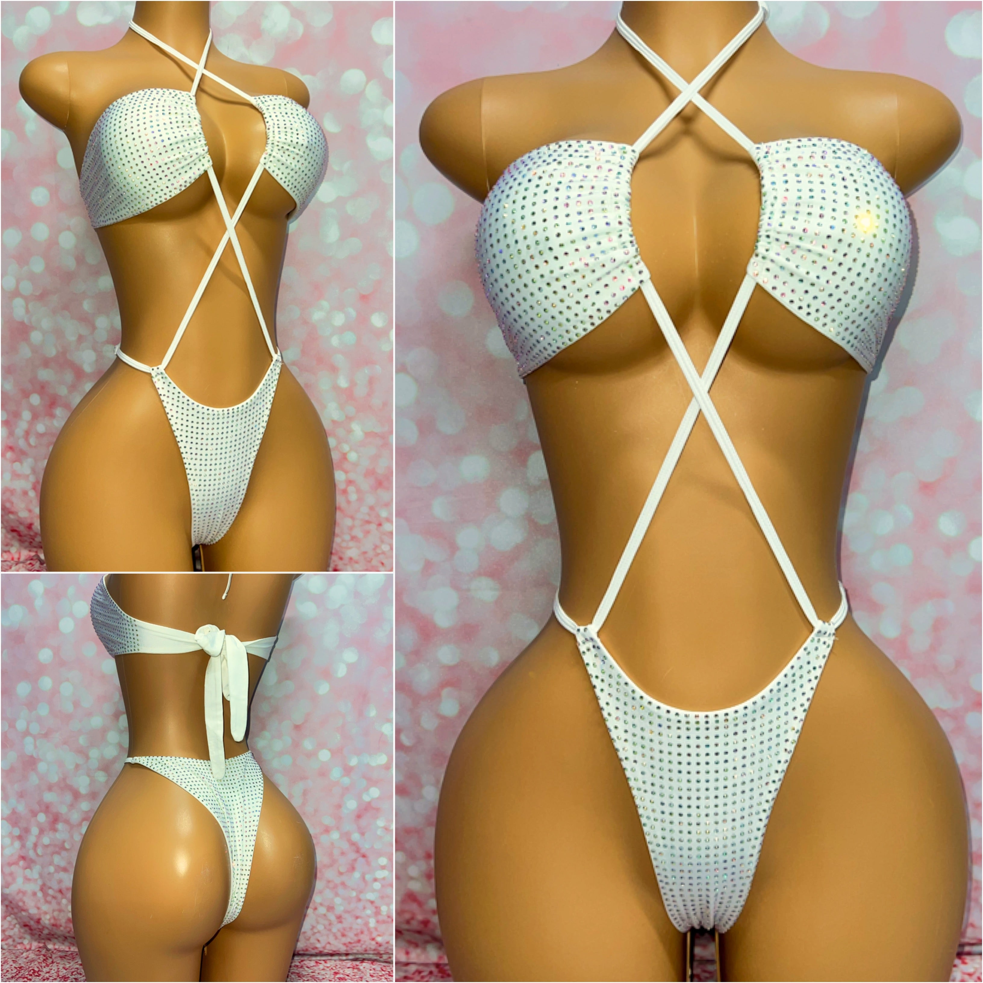 Multi Way Rhinestone Bodysuit White