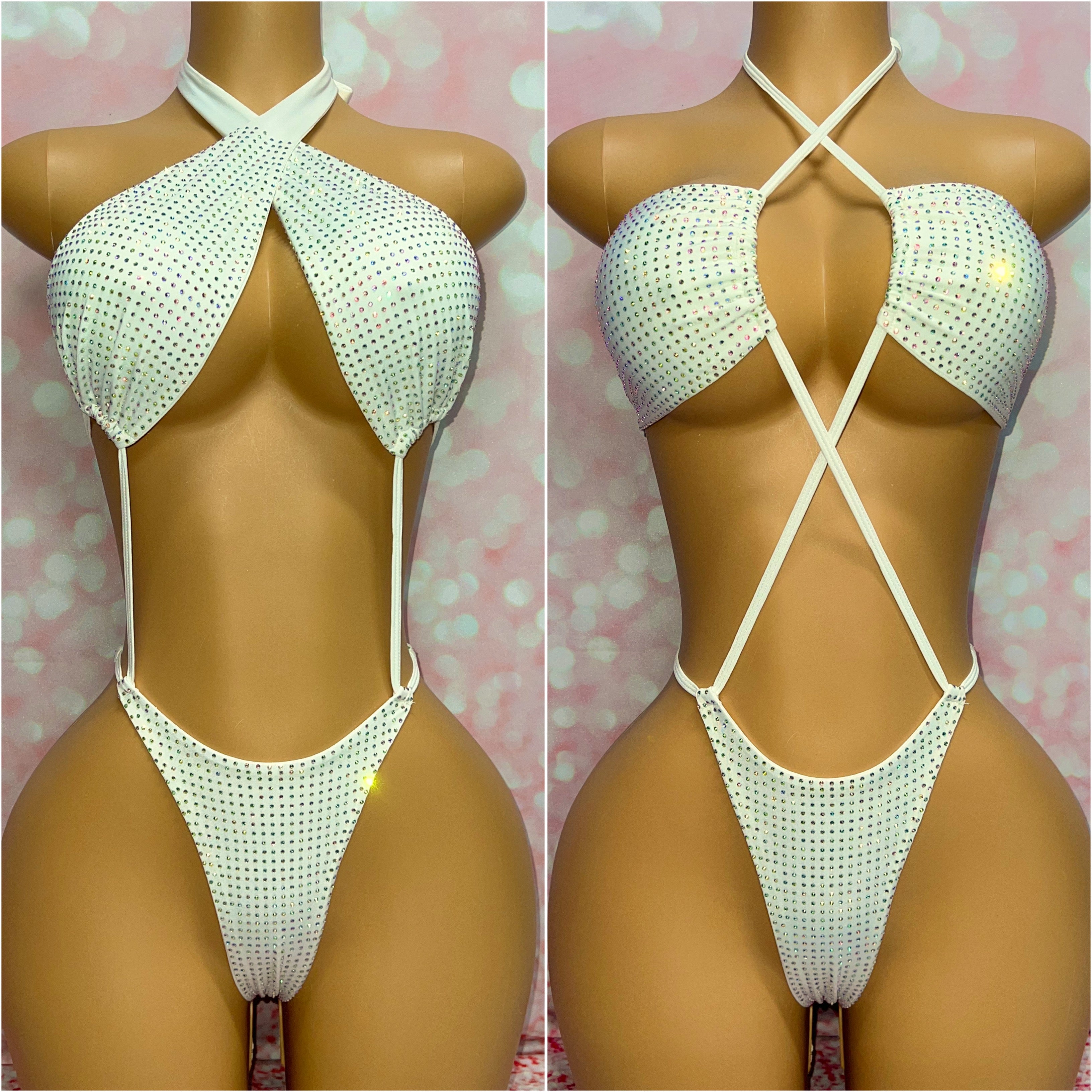 Multi Way Rhinestone Bodysuit White