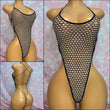 Rhinestone Diamond Mesh One Piece Black