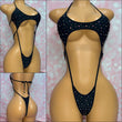Rhinestone Crescent Slingshot Black