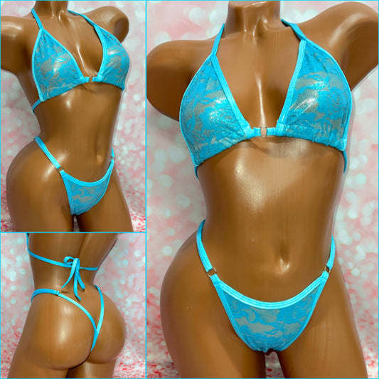 Metallic Blue Lace Bikini