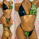 Green Velvet Leopard Wet Look Bikini