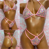 Multi Colour Sequin Bikini Set Pink
