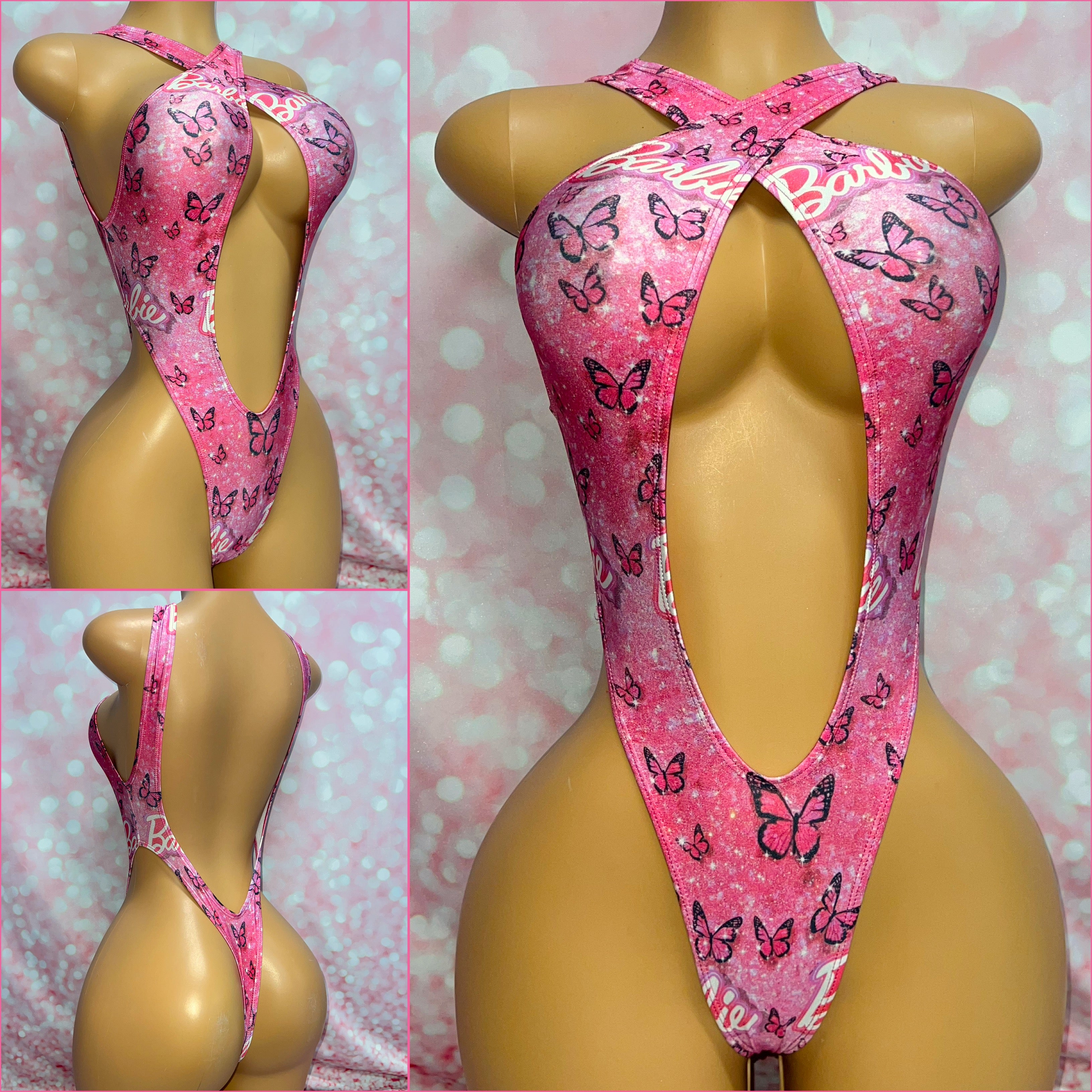 Pink Butterfly Barbie Cross Over One Piece