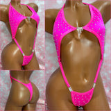 Hot Pink Rhinestone Peekaboob