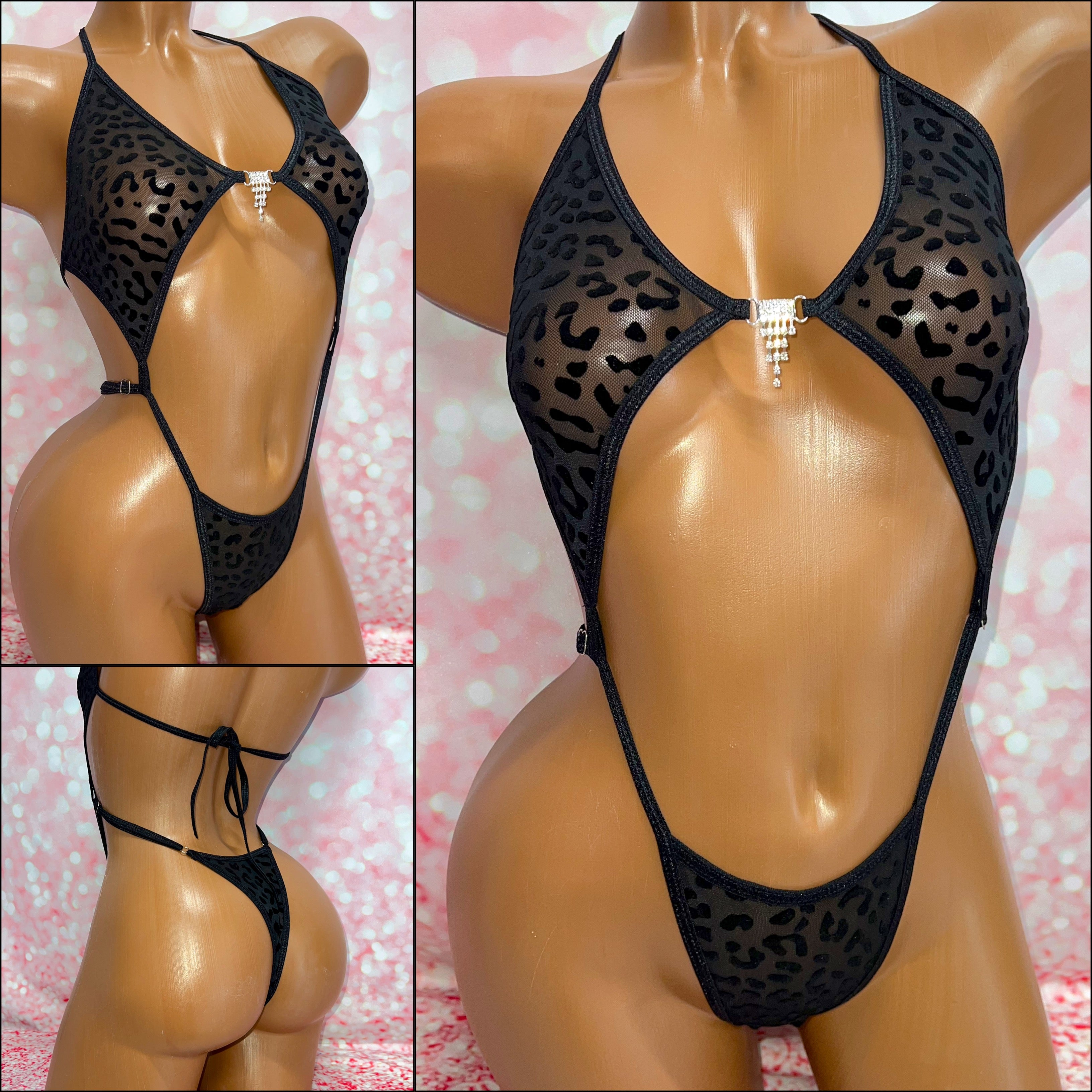 Black Leopard Mesh Diamond Slingshot