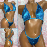 Metallic Teal Velvet X-Tina Bikini
