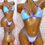 Lavender Strappy Sequin Bikini Set
