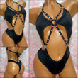 Black Rhinestone Diamond One Piece