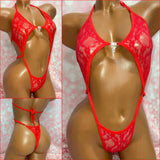 Red Metallic Lace Diamond Slingshot