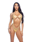 Gold Mesh Open Front One Piece
