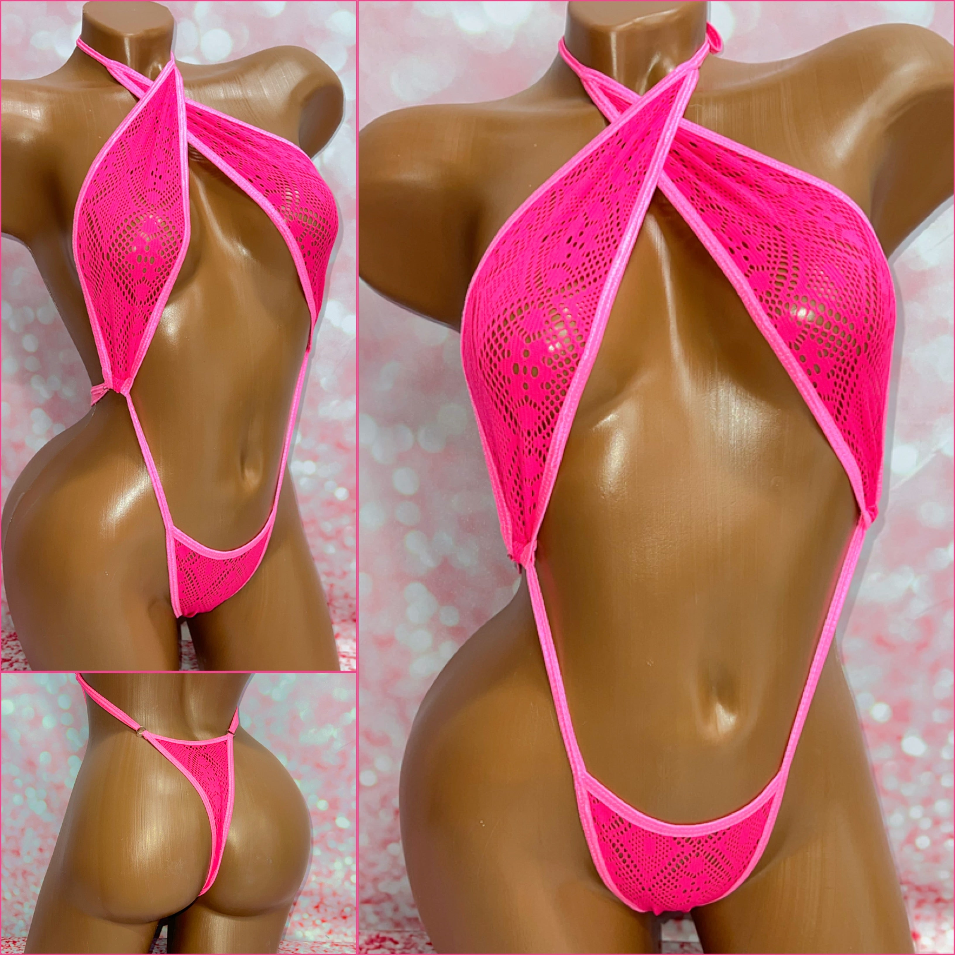 Pink Crochet Lace Slingshot