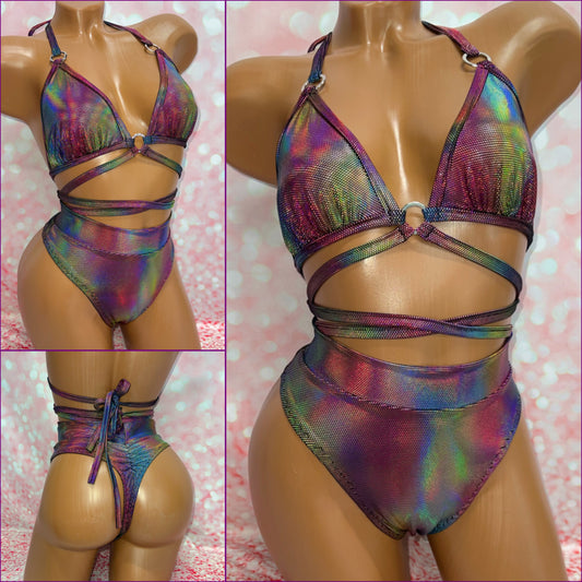 Rainbow Holo High Waist Set