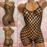 Big Hole Mesh Romper Black