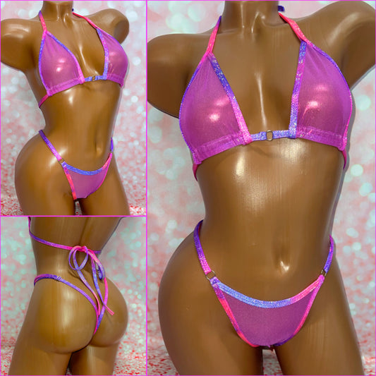 Metallic Mesh Tie Dye Bikini