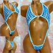 Blue Diamond Sequin Mesh Peekaboob