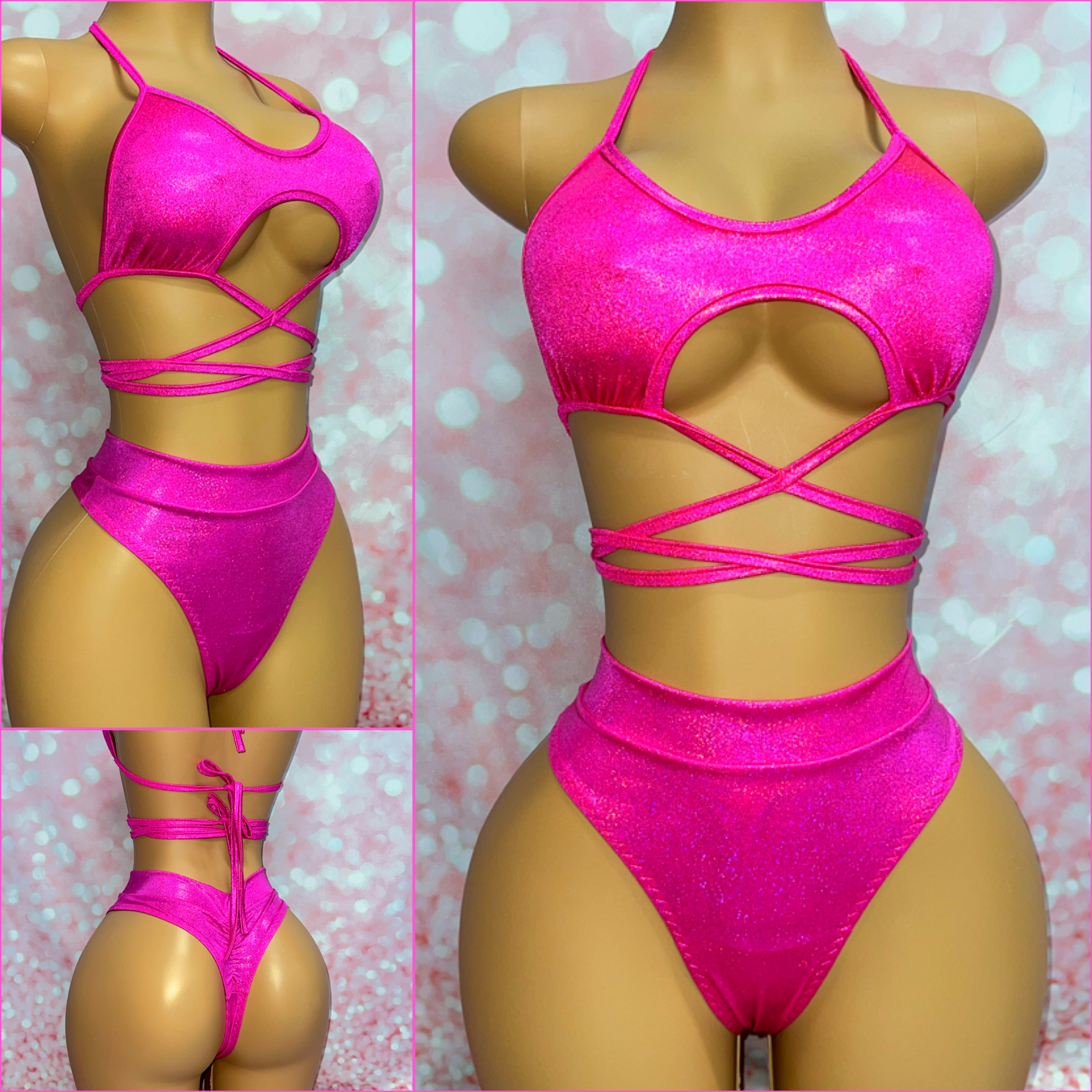 Hot Pink Holo High Waist Set