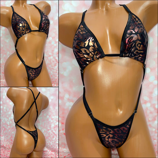 Black Rose Gold Leopard X-Tina Bikini