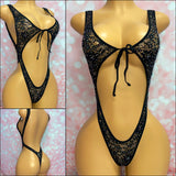Lace Rhinestone Bodysuit Black