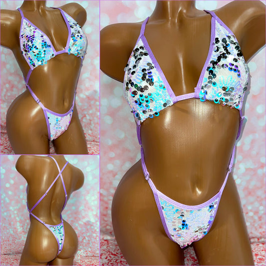 Iridescent 3D Sequin X-Tina Bikini