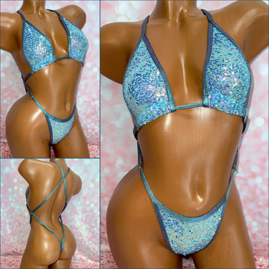 Pewter Iridescent Sequin X-Tina Bikini