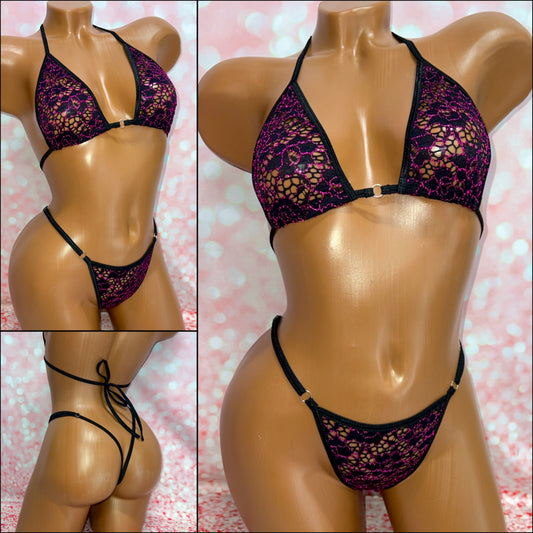 Black Purple Lace Bikini