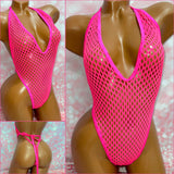 Hot Pink Diamond Mesh One Piece