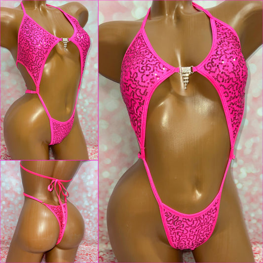 Hot Pink Sequin Diamond Slingshot