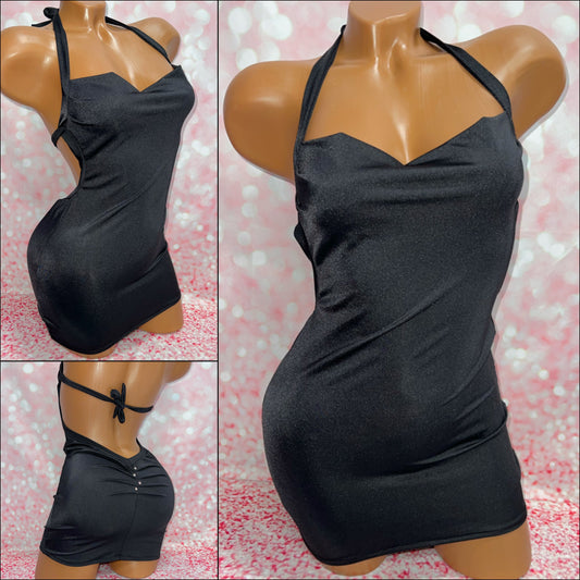 Black Cowl Mini Dress