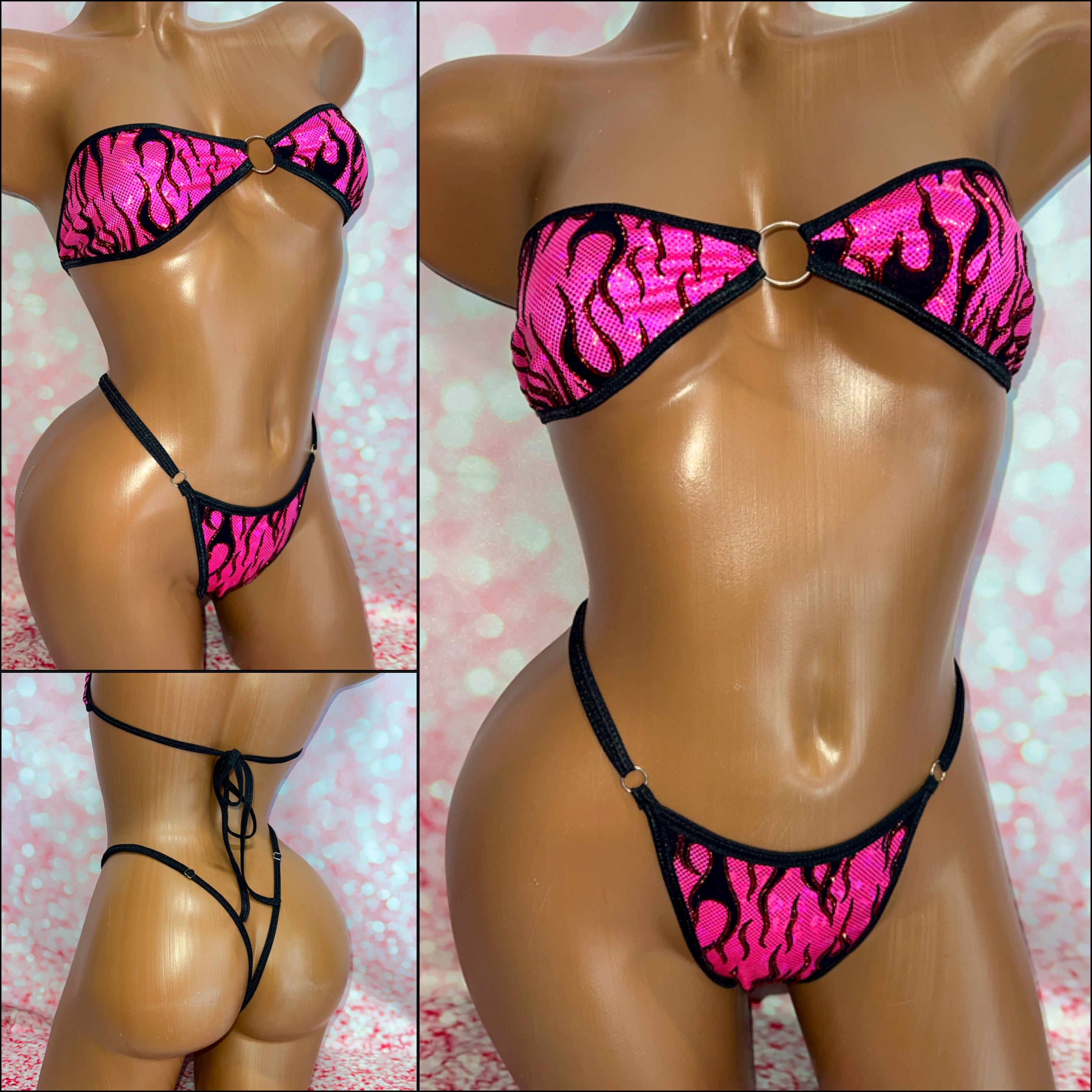 Pink Flame Strapless Bikini