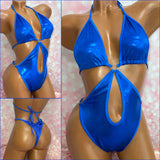 Metallic Blue Cut Out One Piece
