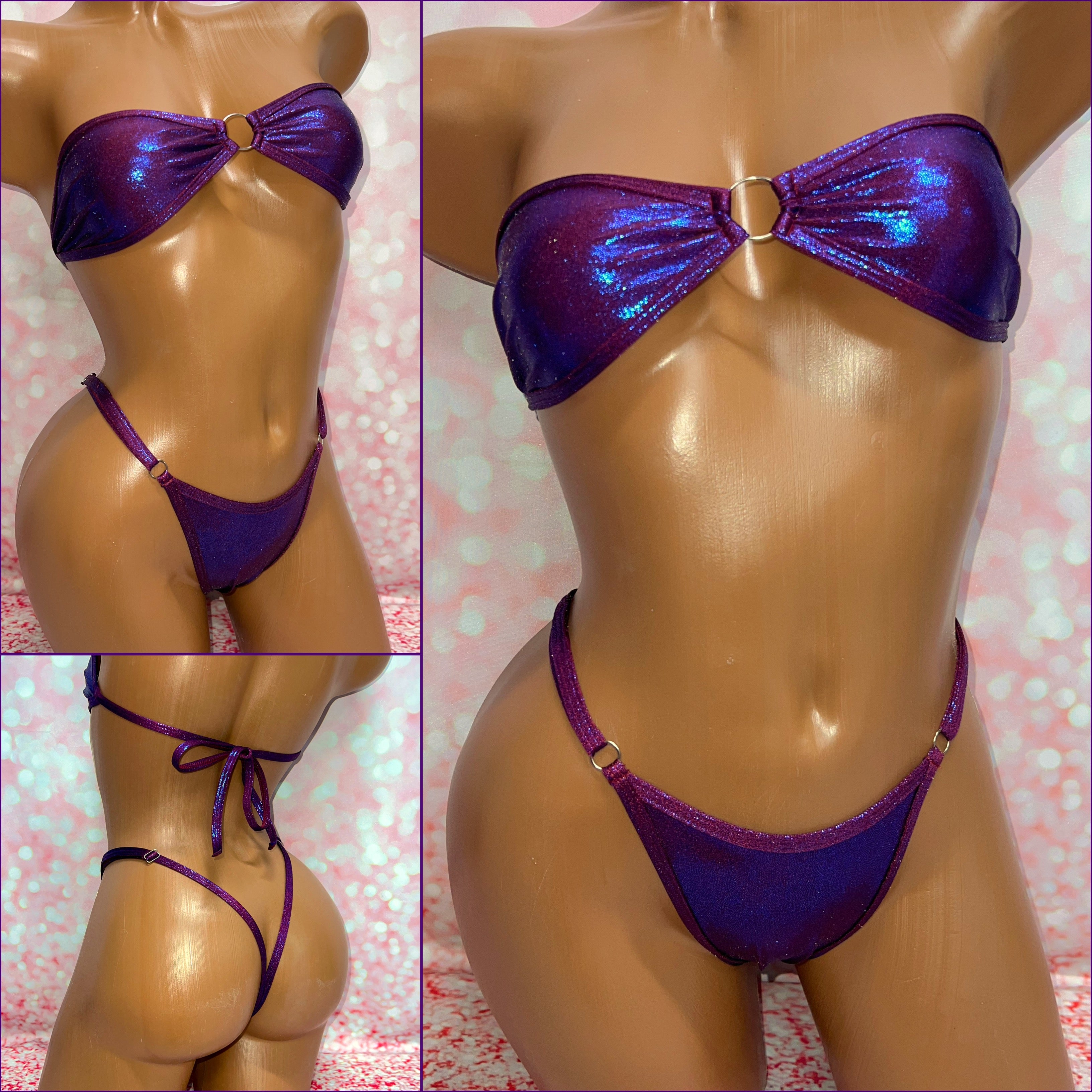 Metallic Plum Strapless Bikini