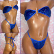Blue Holo Velvet Strapless Bikini