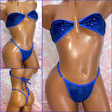 Blue Holo Velvet Strapless Bikini