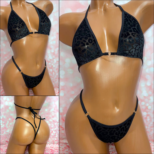 Black Velvet Leopard Bikini