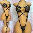 Black Lace Rhinestone Star Slingshot