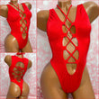 Lace Up Bodysuit Red