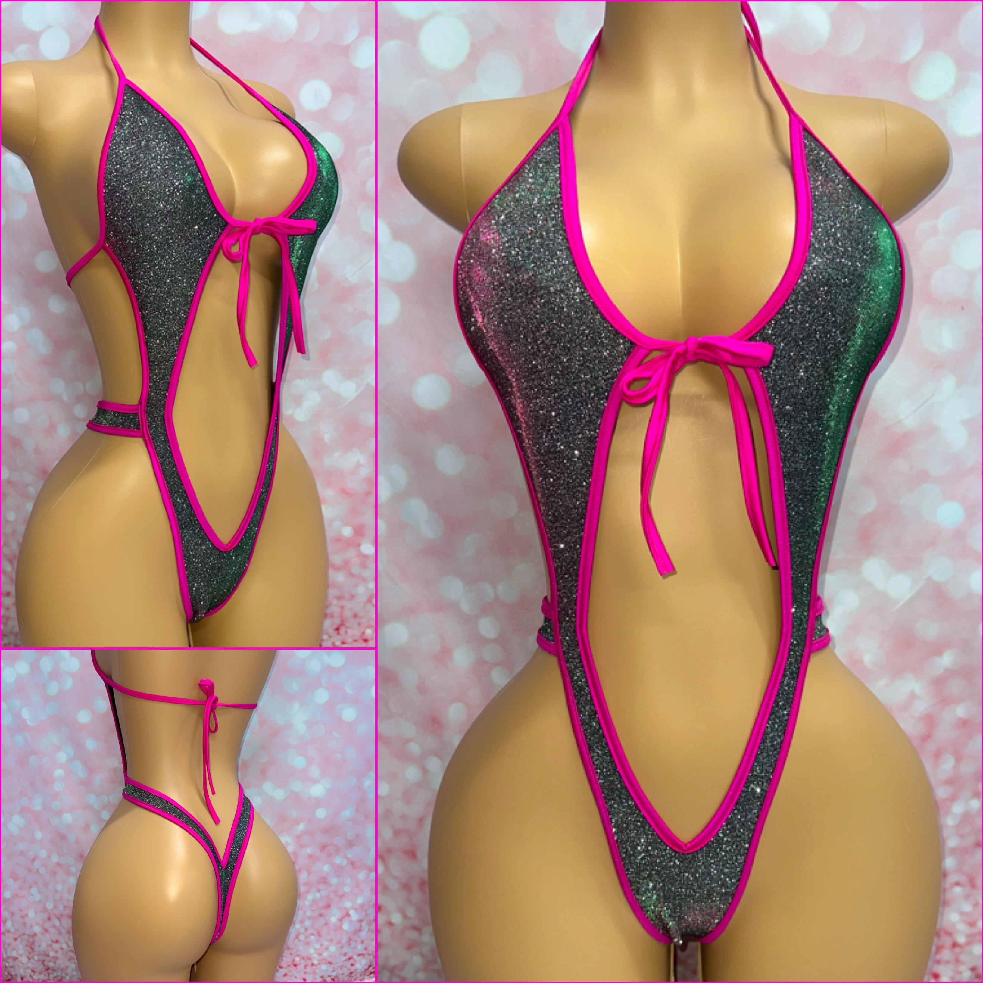 Metallic Holo Tie Front Bodysuit