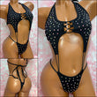 Rhinestone Elastic One Piece Black
