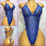 Royal Lace Rhinestone Bodysuit