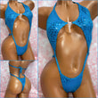 Metallic Blue Leopard Diamond Slingshot