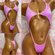 Rhinestone Clip Front Sling Purple