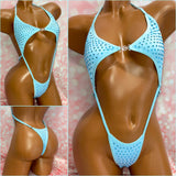 Rhinestone Clip Front Sling Blue