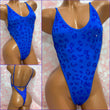 Leopard Rhinestone One Piece Royal